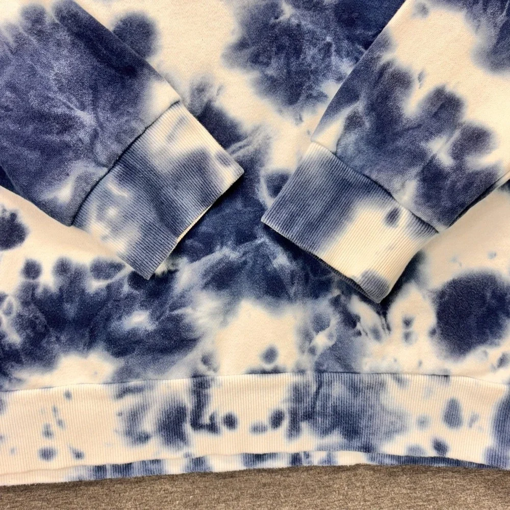 True Religion Sweatshirt Mens Large Blue Tie Dye Buddha Graphic Fleece Pullover